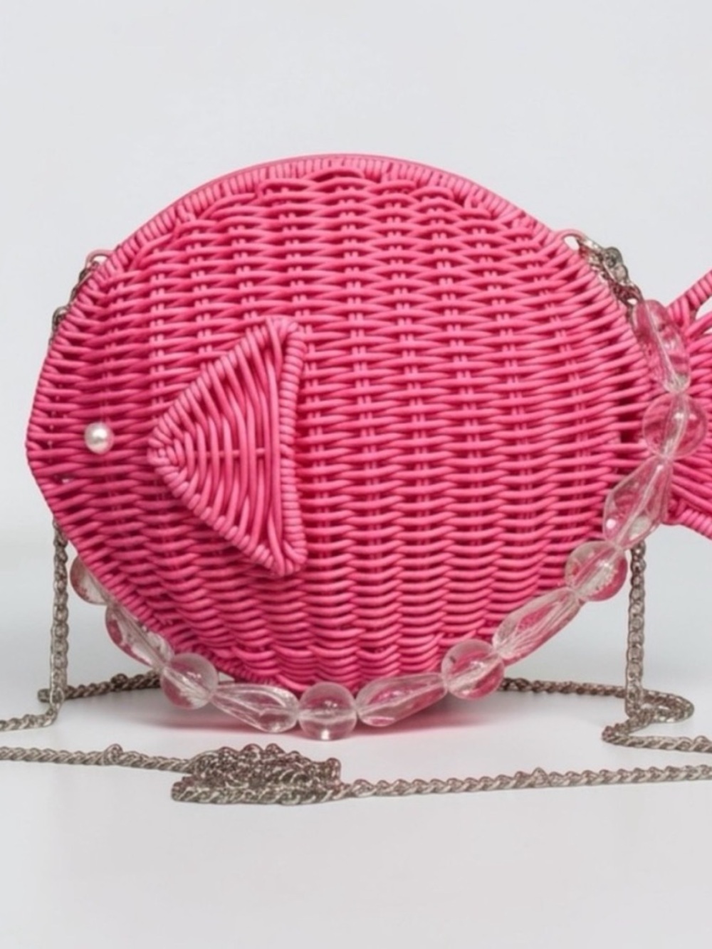Tommy Bahama Wicker Pink Fish-Shaped Woven Crossbody Bag NWT